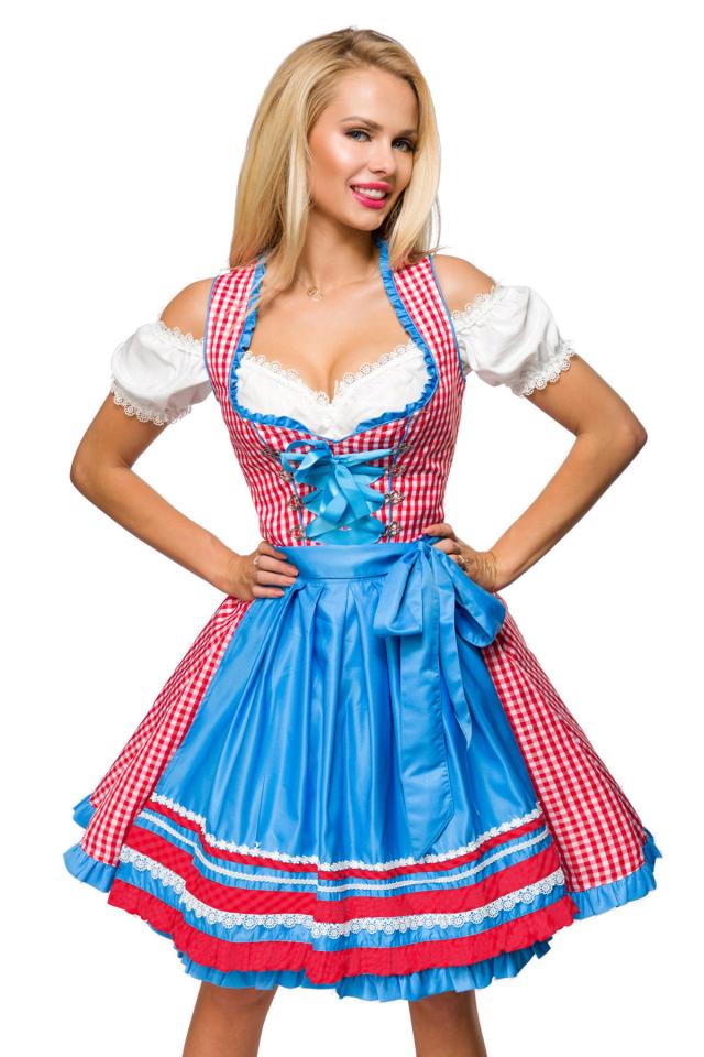 Traditionelles Karodirndl - blau/rot/weiss