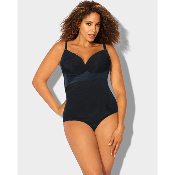 Sexy V Neck Spaghetti-Träger Plus Size Bodysuit Slimmer Shapewear - schwarz