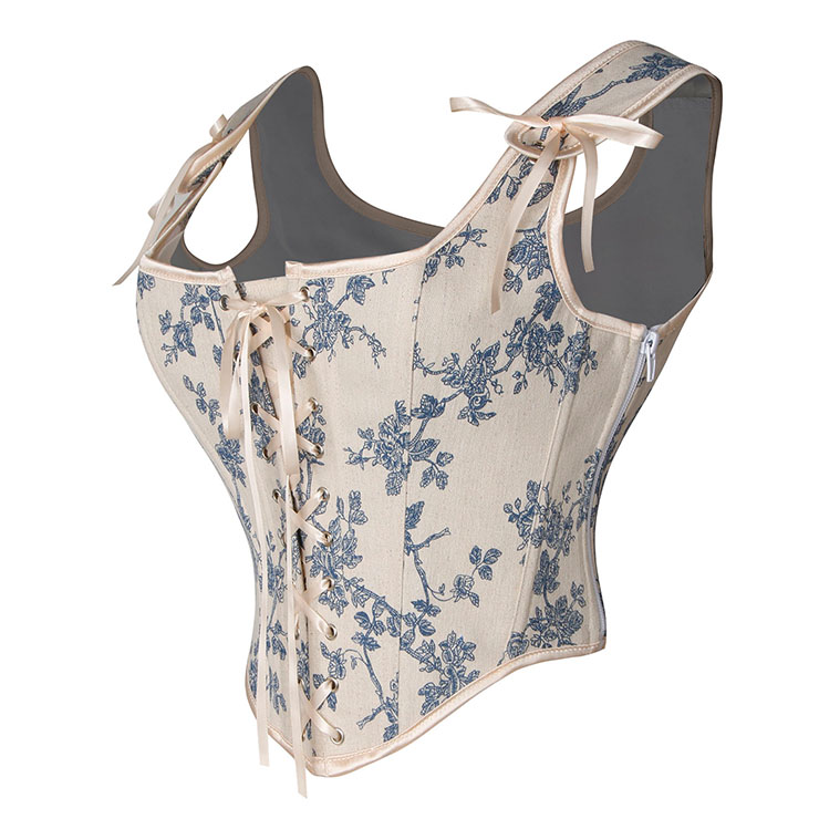 Gothic Style Bustier Westen-Korsett - hautfarben/ blau