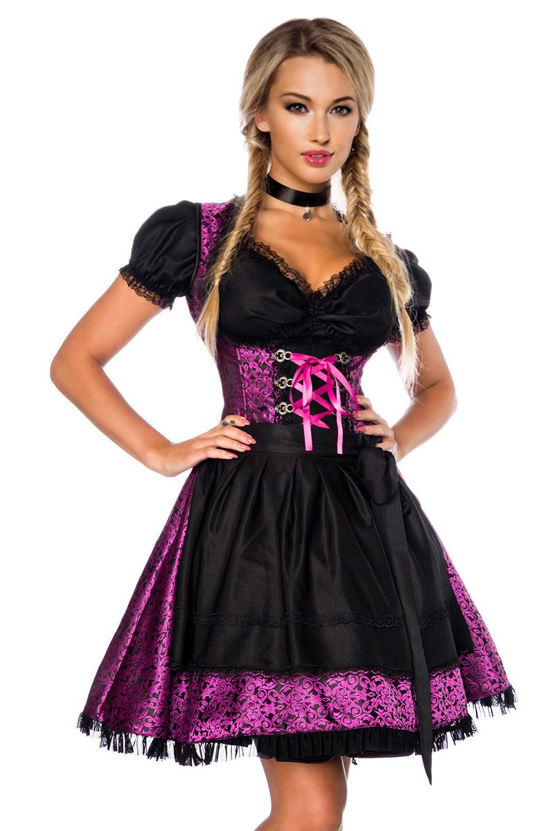 Premium Dirndl mit Bluse - lila/schwarz