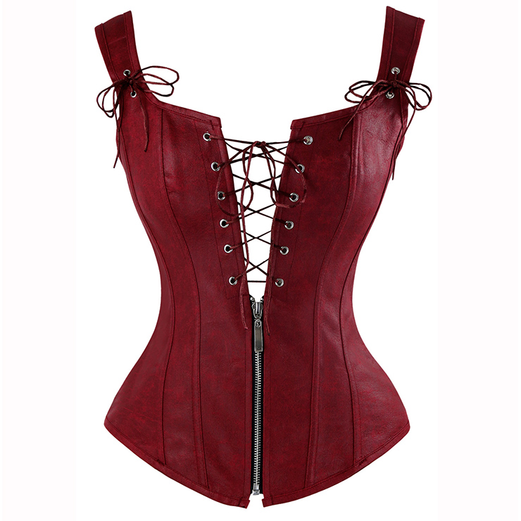 Steampunk Faux Leather Lace Up Vest Corset